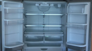 Picture of a refrigerator with the doors open
