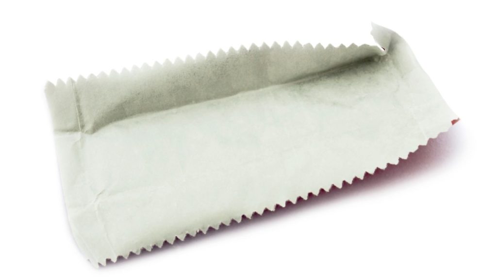 A bubblegum wrapper on a white background