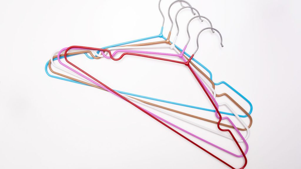 Wire hangers on a white background