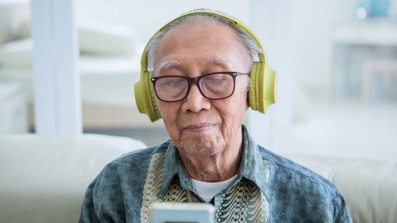 Old Man Enjoying Music