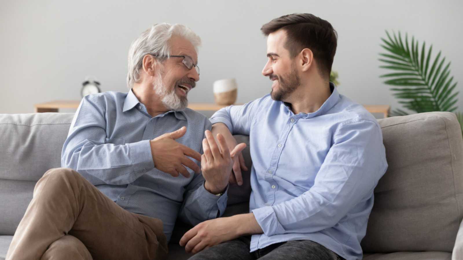 Old Man Talking To Son