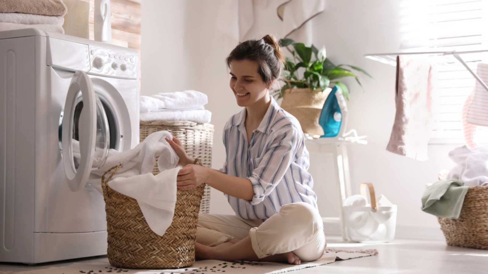 Woman doing laundry.