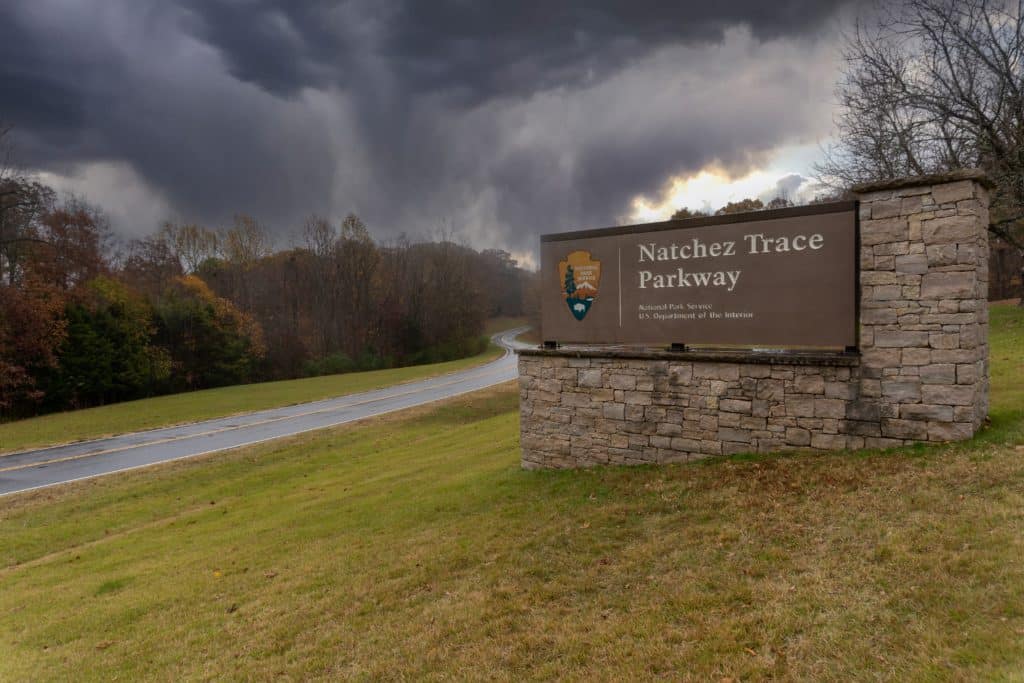 Tennessee, 2023:,natchez,trace,parkway,,national,park,service,sign,at