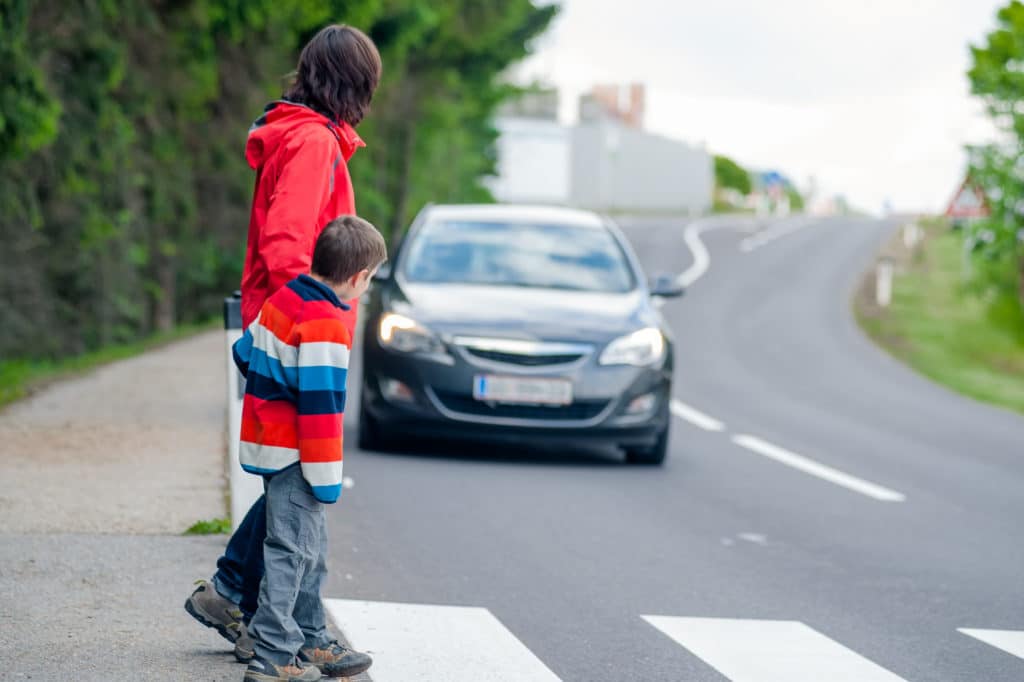 Car Stopped For Pedestrian