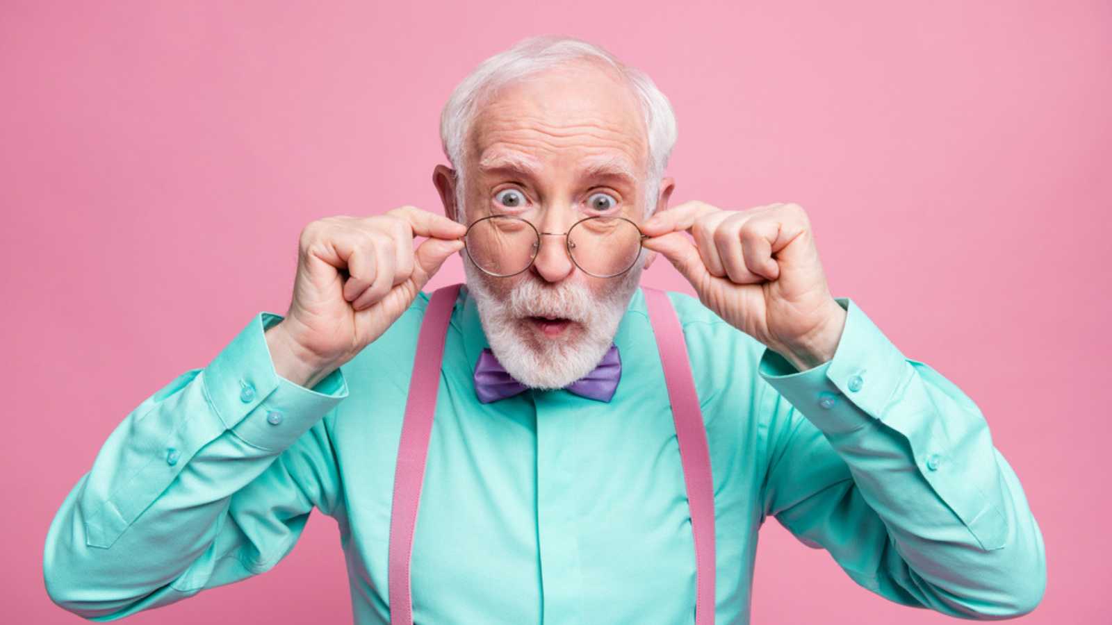 Old Man Looking Through Glasses