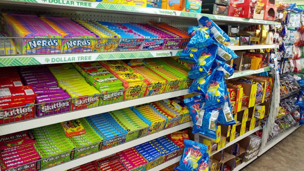 Lillington North Carolina Usa 09/12/2019 Lots Of Candy Displayed On