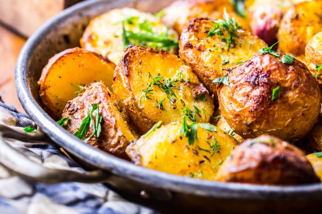 Roasted Potatoes With Smoked Bacon Garlic Salt Pepper Cumin Dill