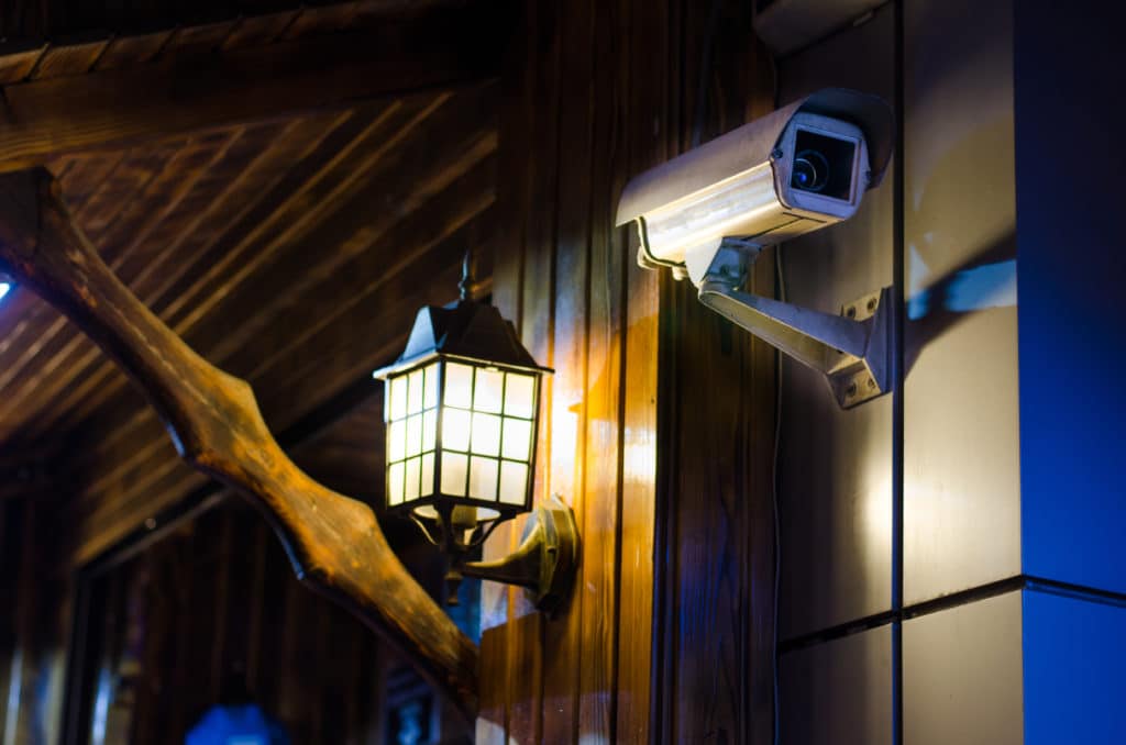Cctv Camera At Night Security Monitoring