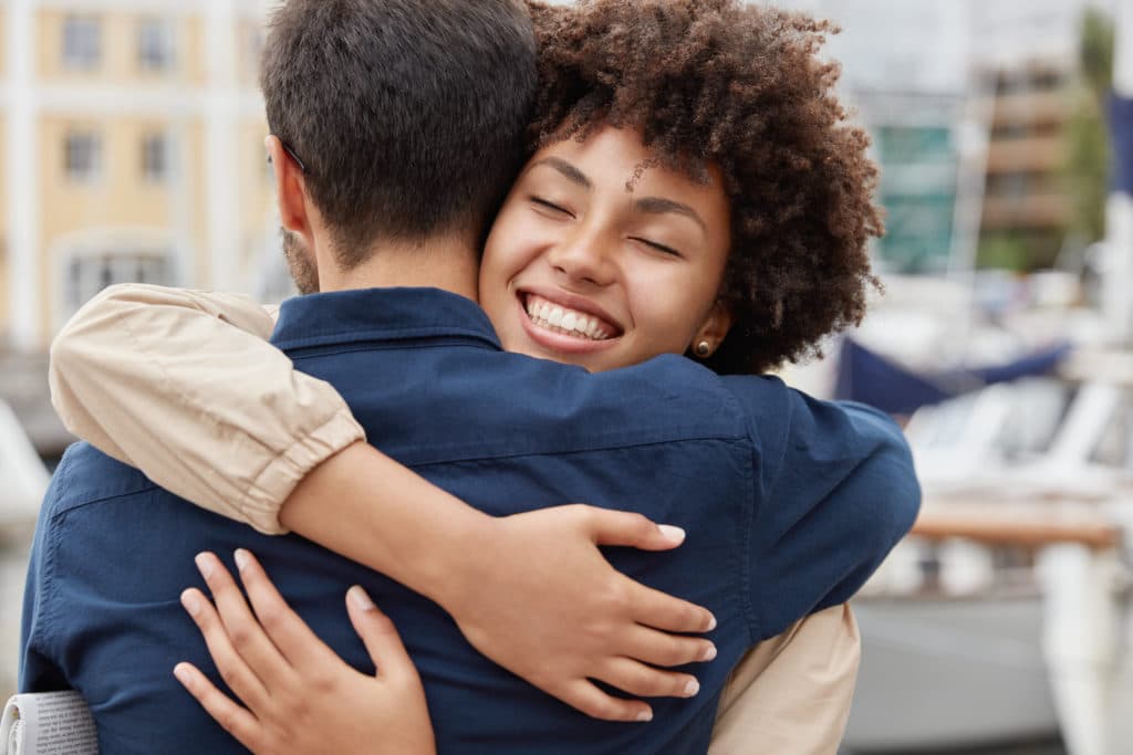 Farewell Concept. Delighted Happy Smiling African American Woman Says Goodbye