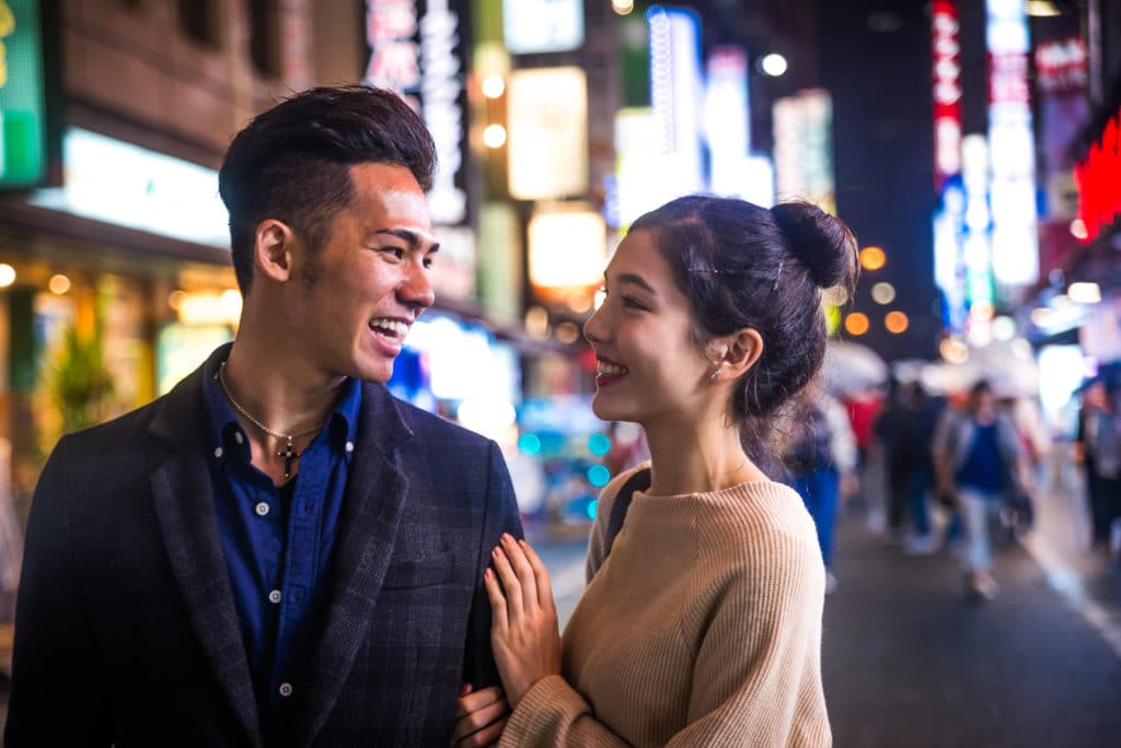 Beautiful Happy Couple Dating In Tokyo