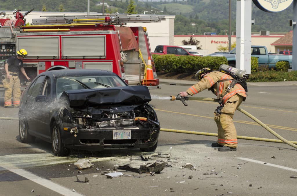 Roseburg Or Usa April 2 2015: Firefighters Respond To