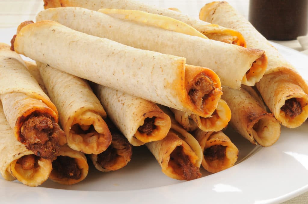 Closeup Of A Plate Of Taquitos