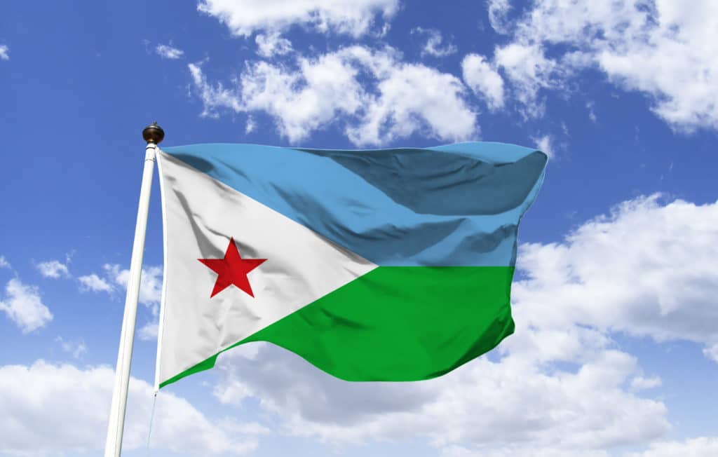 Flag Of Djibouti In The White Isosceles Triangle The Red