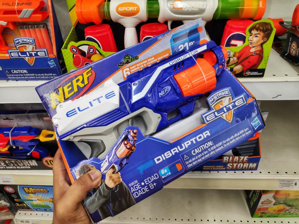 Kulim Malaysia June 21st 2019 : A Hand Holding Nerf Product
