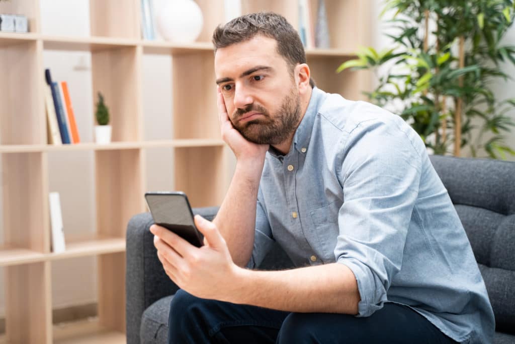 Angry Man Trying To Talk With Customer Care Service Support