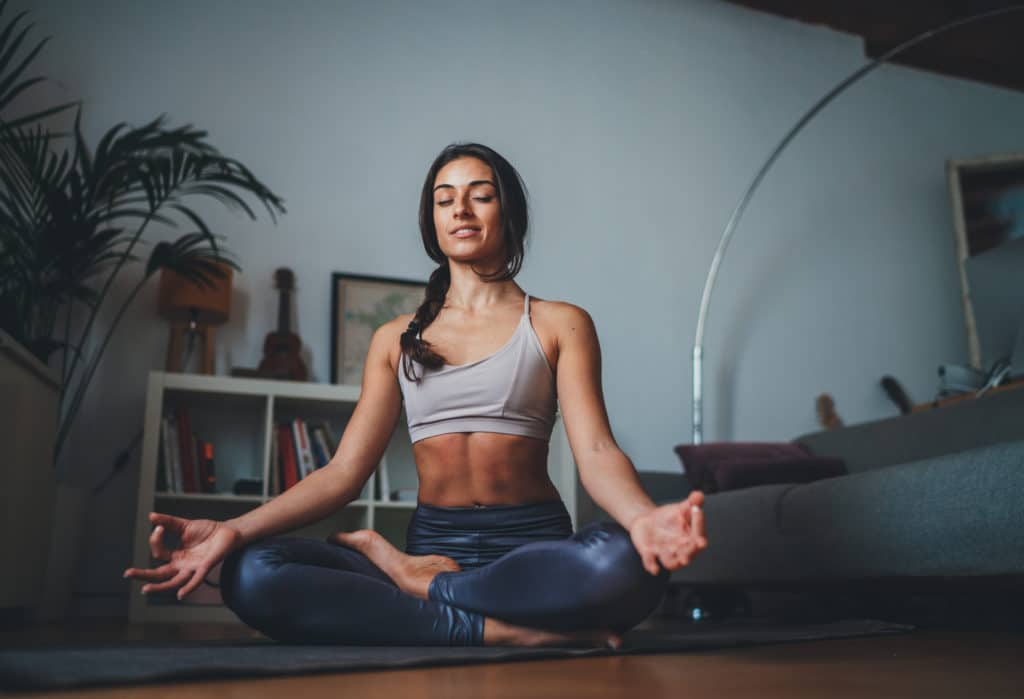 Young Healthy Beautiful Woman In Sportive Top And Leggings Practicing