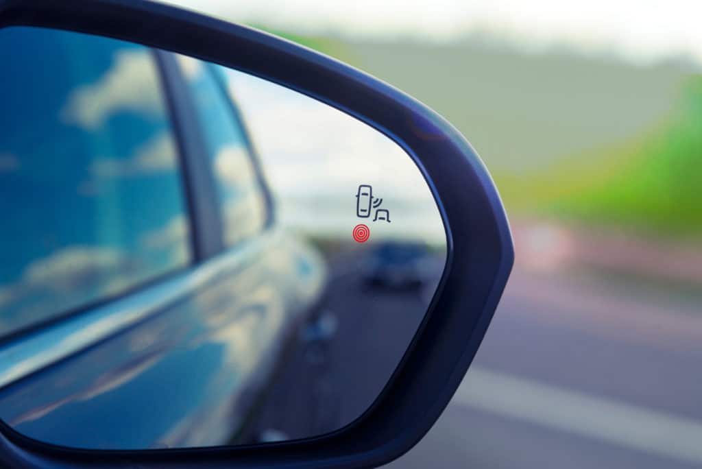 Blind Zone Monitoring Sensor On The Side Mirror Of A