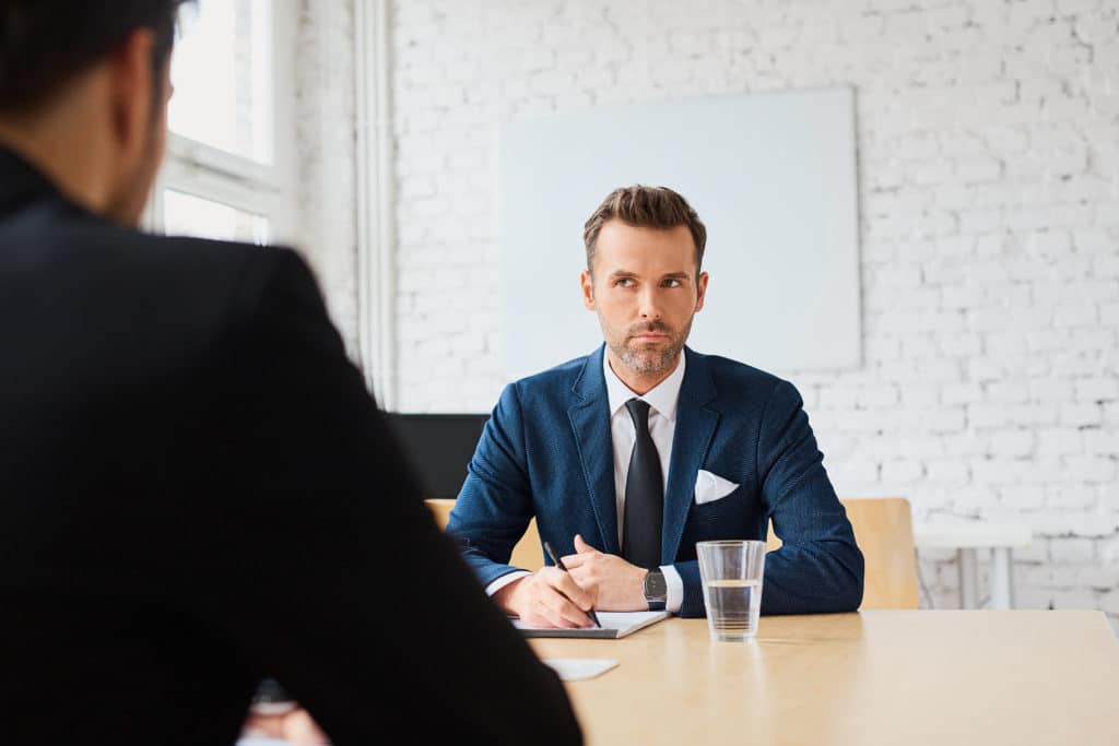 Job Interview Businessman Listen To Candidate Answers