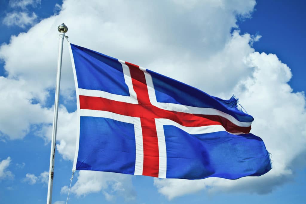 Iceland Flag Against Summer Sky