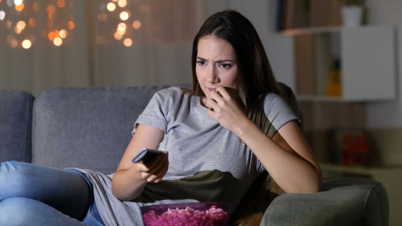 Woman Seriously Watching Tv