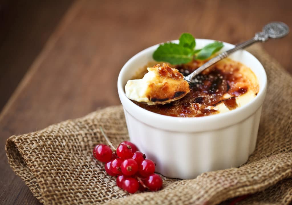 Creme Brulee (cream Brulee Burnt Cream) With Red Currant And