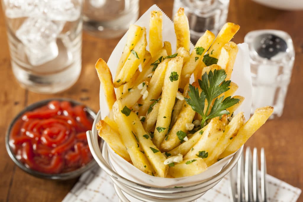 Garlic And Parsley French Fries With Ketchup