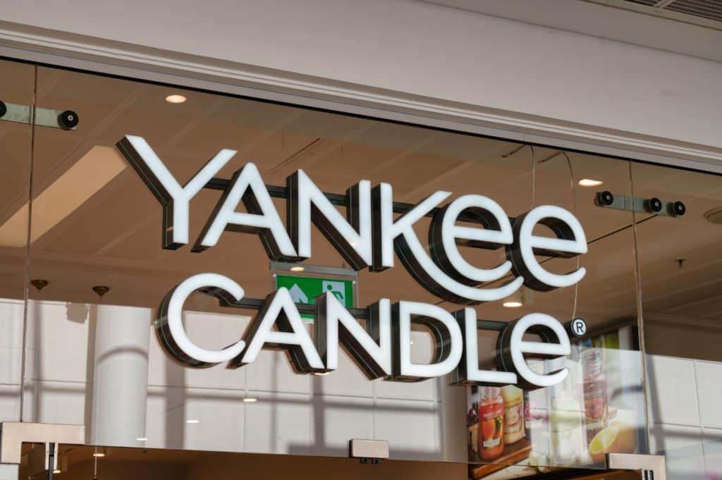 Belfast Uk Feb 21 2022:the Sign For Yankee Candle In