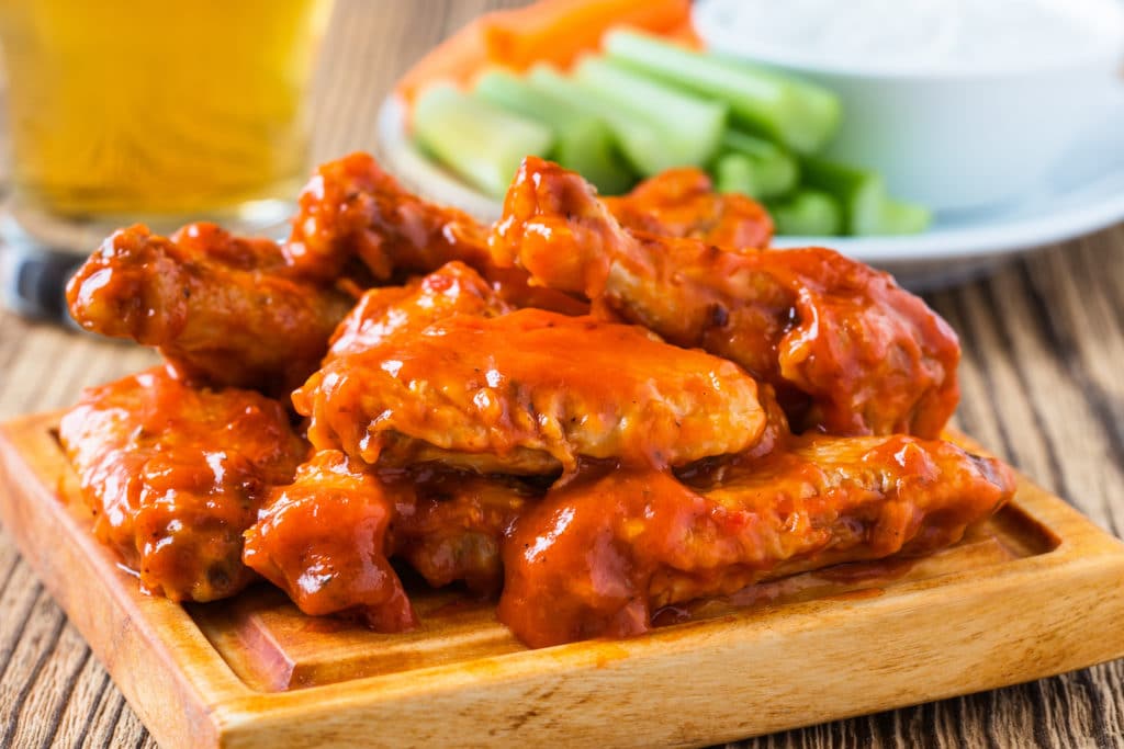 Buffalo Chicken Wings With Cayenne Pepper Sauce Served Hot With