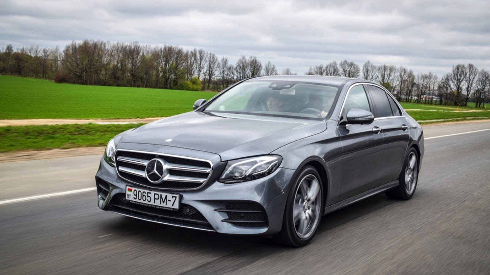 MINSK, BELARUS - APRIL 21, 2016: 2016 model year Mercedes-Benz E220d. The new E-Class is engineered to deliver more comfort, more efficiency and a more connected drive than ever before.