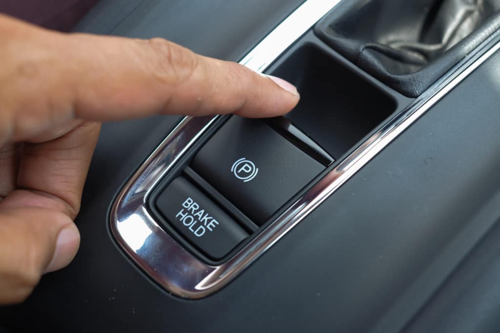 Close Up Of Electronic Parking Brake (epb) Button In A Modern