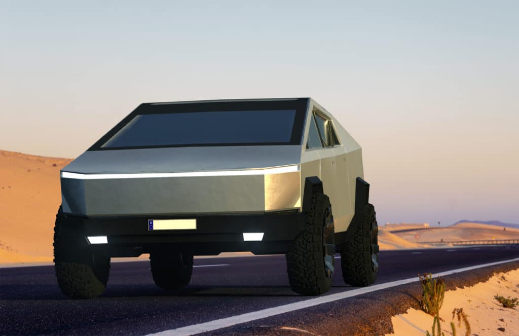 Tesla Cybertruck On An Asphalt Desert Road.szczecin Poland January 2020