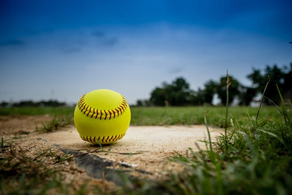 Softball On Homepage And View Of A Softball Field From