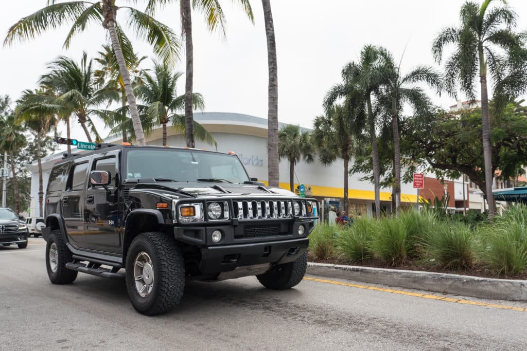 Miami Usa March 21 2016: Hummer H2 Black On