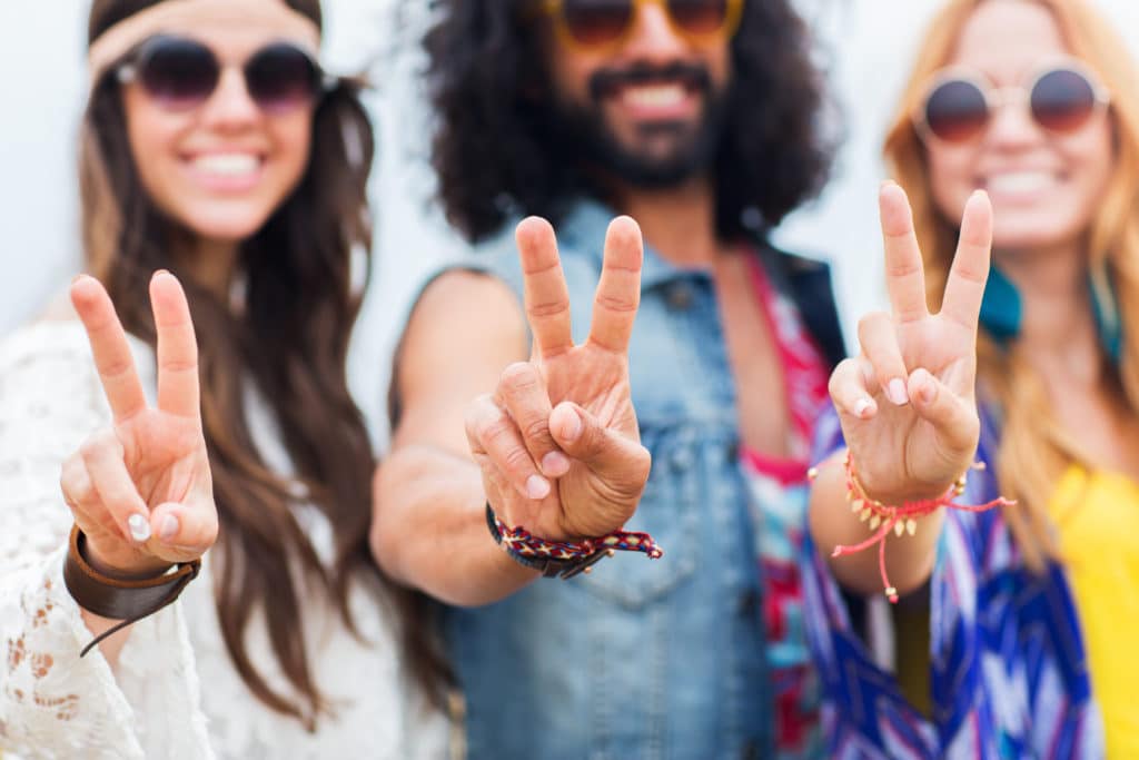 Youth Culture Gesture And People Concept Smiling Young Hippie