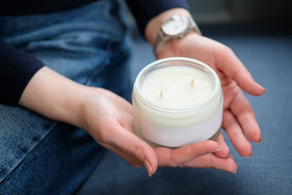 Soy Wax Handmade Candle In Hands