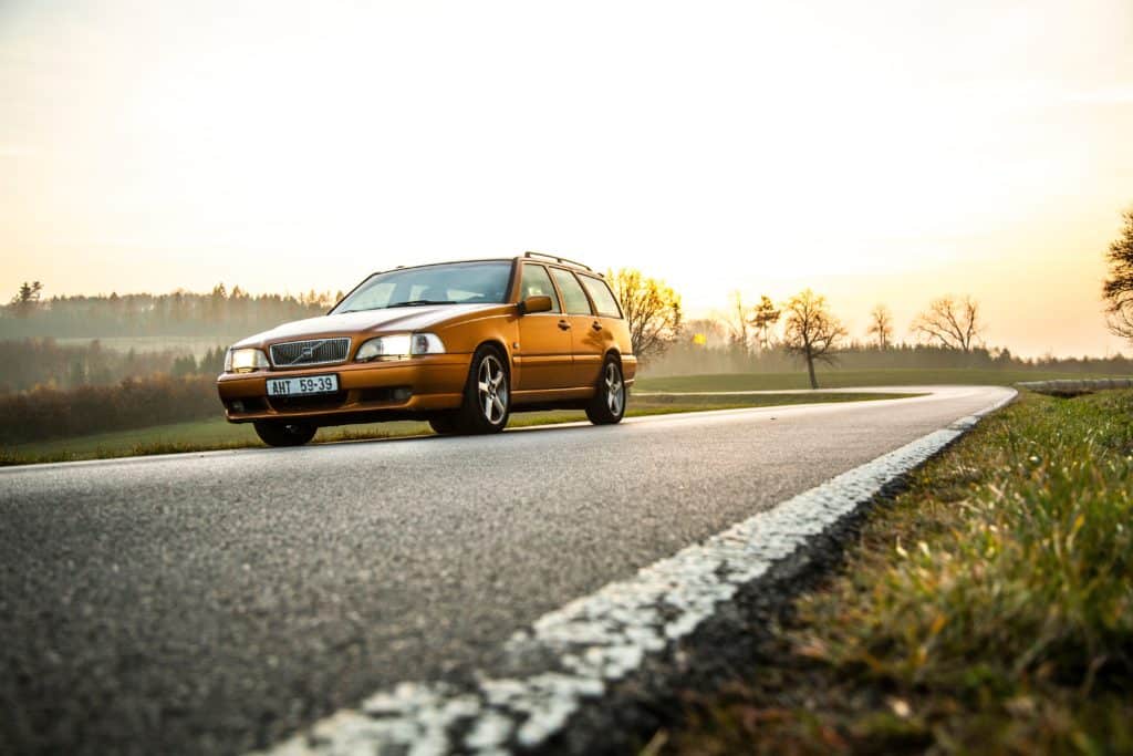 Prague The Czech Republic 8.11. 2022: Orange Saffron Volvo V70