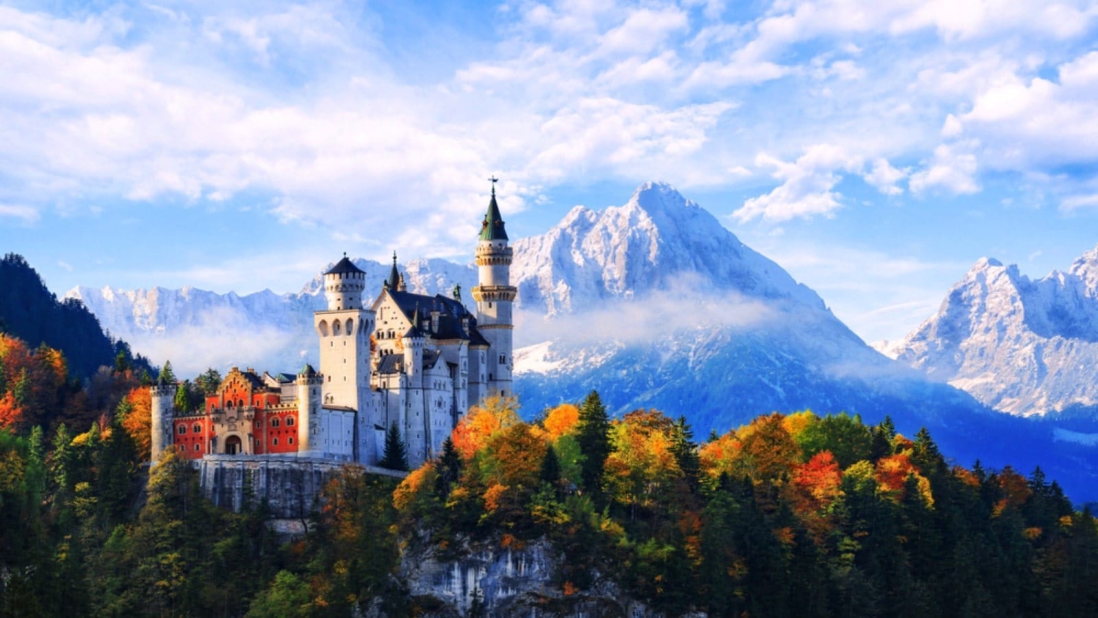 Neuschwanstein Castle In The Bavarian Alps Germany
