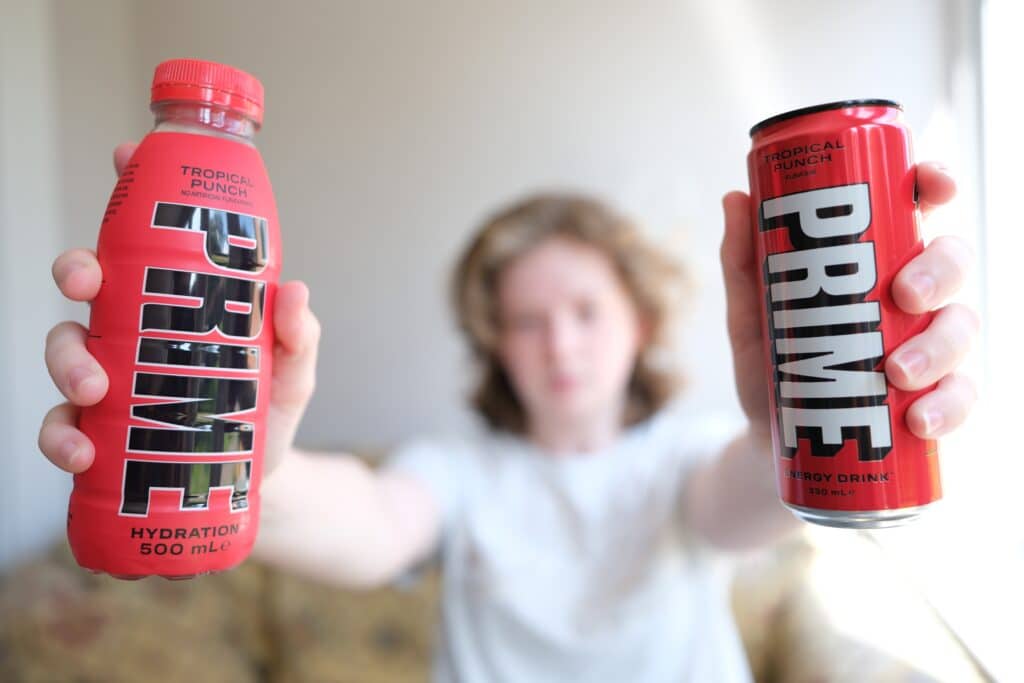 Liverpool England August 3 2023: Girl Holding Prime Hydration