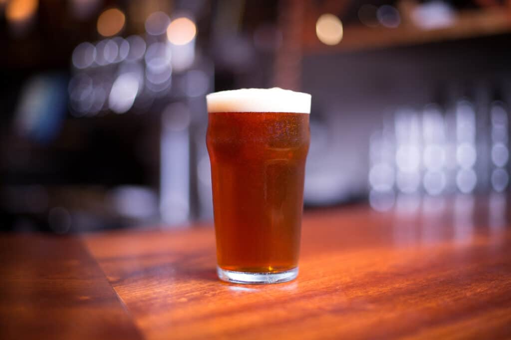 Low Angle Close Up Perspective Of Traditional Tumbler Pint Shape